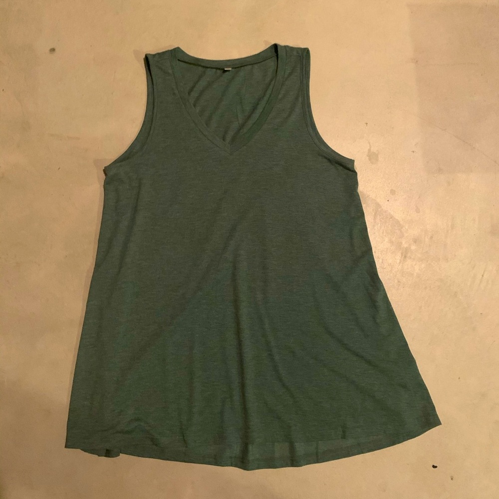 Heather Green V-neck Jersey Cotton Tunic Top